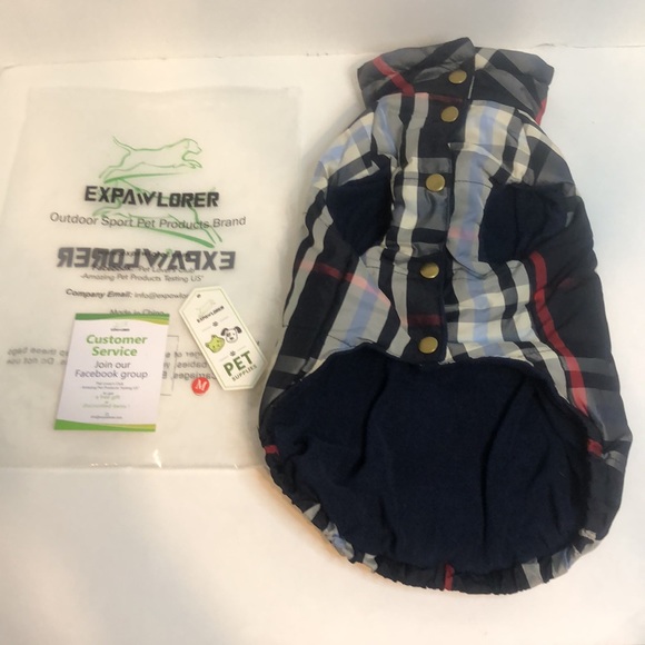 EXPAWLORER Plaid Dog Winter Jacket